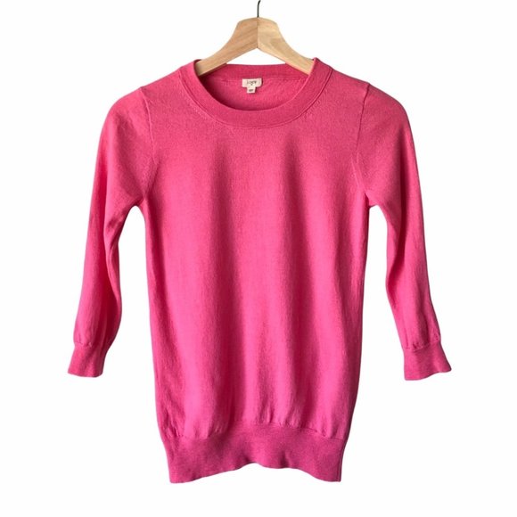 J. Crew Neon Pink 100% Merino Wool Sweater Top XS - Picture 1 of 8